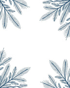 Deep Blue Feathered Branch Corner Accent Rug
