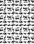 Black White Whimsical Folkloric Animal Arrangement Rug