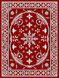 Crimson Starburst Mandala Frame Rug