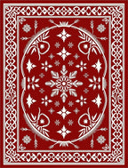 Crimson Starburst Mandala Frame Rug