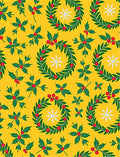 Yellow Holly Berry Wreath Snowflake Rug