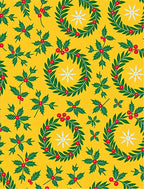 Yellow Holly Berry Wreath Snowflake Rug