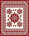 Crimson White Snowflake Medallion Border Rug
