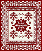 Crimson White Snowflake Medallion Border Rug