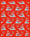 Vibrant Red White Blue Floral Teapot Rug