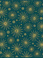 Teal Gold Starburst Sunburst Rug