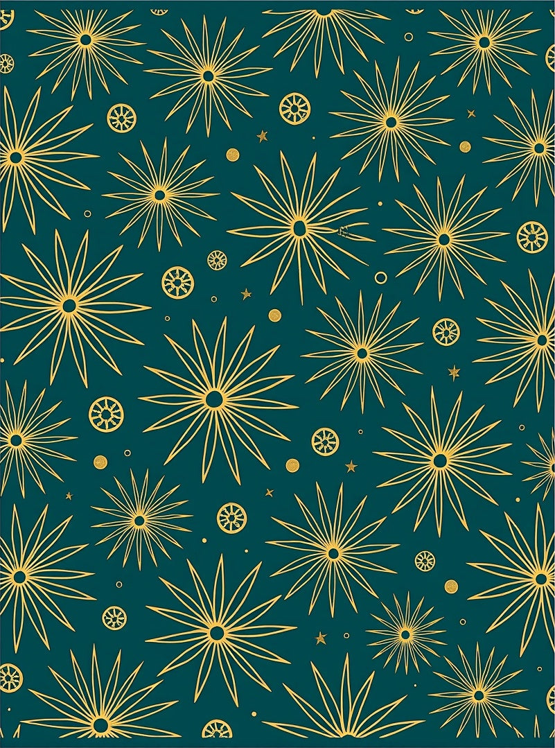 Teal Gold Starburst Sunburst Rug