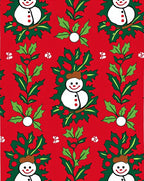 Christmas Snowman Red Holly Berry Rug