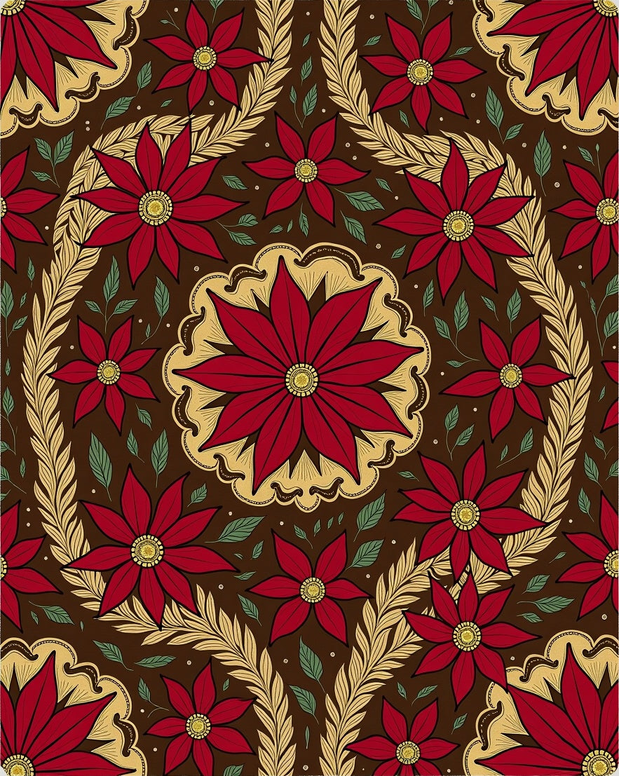 Crimson Flower Frieze Meadow Rug