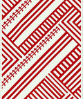 Red White Geometric Lattice Stripes Rug