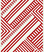 Red White Geometric Lattice Stripes Rug