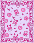 Pink Foxy Floral Butterfly Border Rug