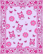 Pink Foxy Floral Butterfly Border Rug