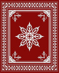 Rich Crimson Snowflake Medallion Border Rug