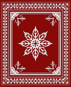 Rich Crimson Snowflake Medallion Border Rug