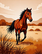 Rustic Chestnut Horse Meadow Scene Rug