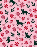 Pink Black Red Cat Floral Snowflakes Rug