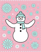 Pink Snowman Floral Whimsical Snow Rug