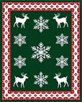 Aged Red Deer Snowflakes Border Rug
