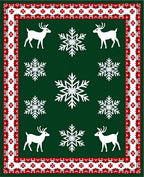 Aged Red Deer Snowflakes Border Rug