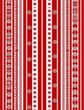 Red White Stripe Snowflake Border Rug