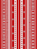 Red White Stripe Snowflake Border Rug