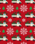 Festive Red Truck Snow Tree Rug