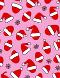 Red Santa Hats Pink Snowflakes Rug