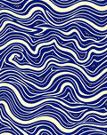 Navy Blue Wavy Lines Splash Accents Rug