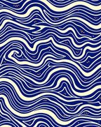 Navy Blue Wavy Lines Splash Accents Rug