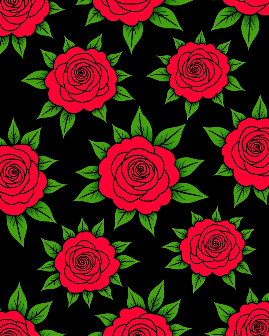 Bold Red Rose Garden Repeat Rug