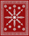Crimson White Snowflake Starburst Rug