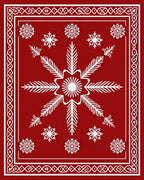 Crimson White Snowflake Starburst Rug