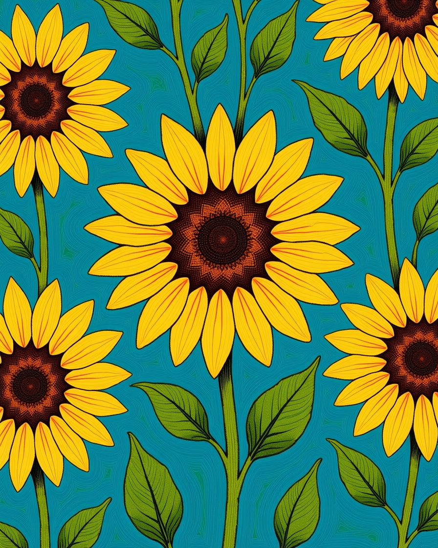 Golden Sunflower Bloom Teal Rug