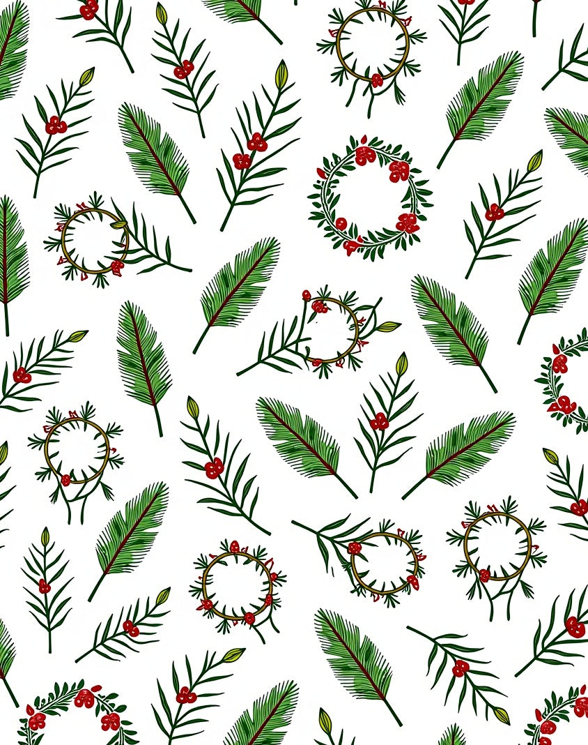 Green Berry Wreath And Leaf Spread Rug