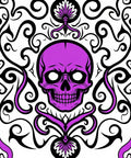 Vivid Purple Skull Floral Swirl Accent Rug