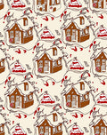 Whimsical Gingerbread Houses Red Detail Rug