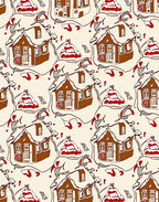 Whimsical Gingerbread Houses Red Detail Rug