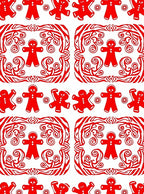 Red Gingerbread Man Swirl Border Rug