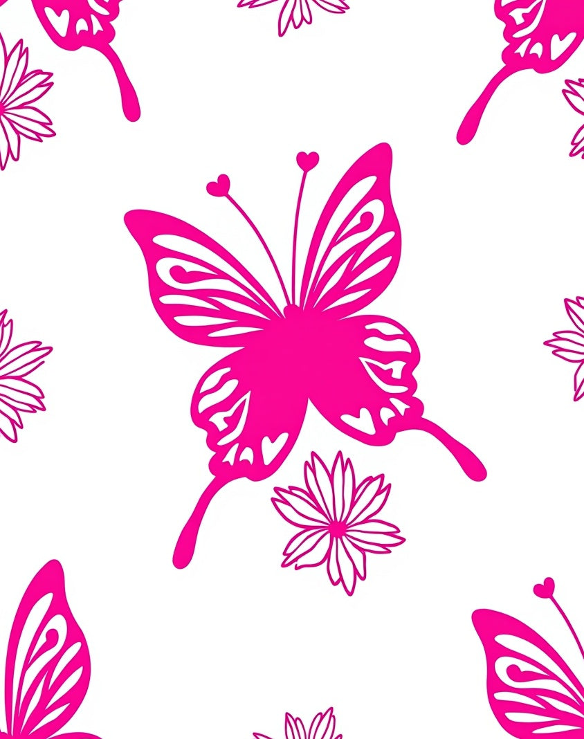 Vibrant Fuchsia Butterfly Floral Repeat Rug