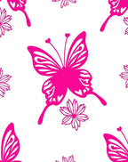 Vibrant Fuchsia Butterfly Floral Repeat Rug