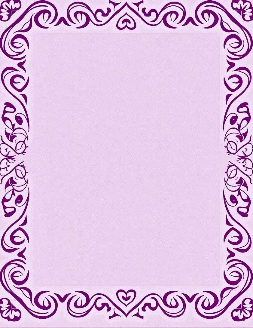 Ornate Purple Floral Swirl Frame Rug