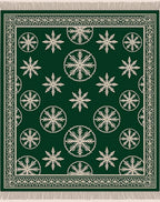Forest Green Snowflake Border Rug