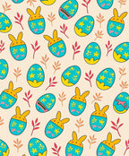 Aqua Yellow Bunny Eggs Foliage Rug