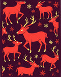 Red Deer With Snowflakes Holiday Rug