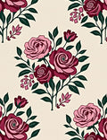 Crimson Pink Rose Branch Ensemble Rug