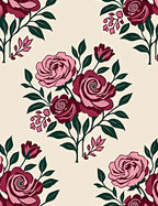 Crimson Pink Rose Branch Ensemble Rug