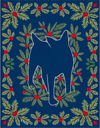 Midnight Blue Forest Cat Silhouette Rug
