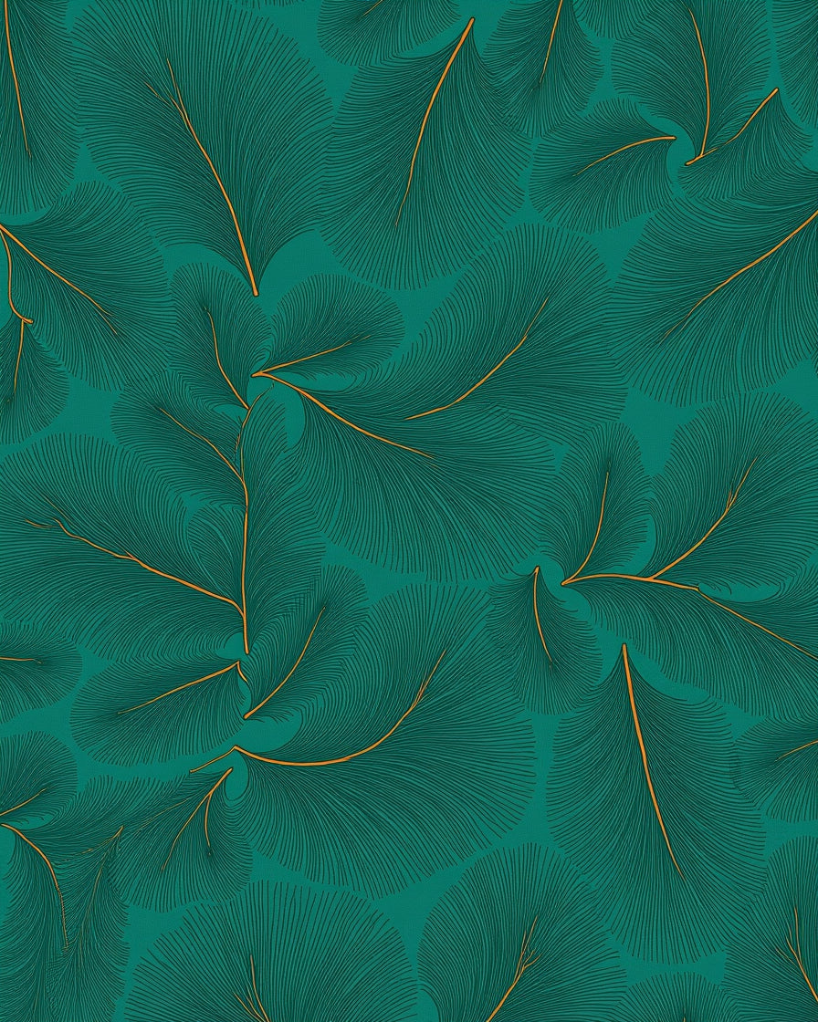 Teal Feathered Fern Artistry Rug