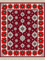 Crimson Red Snowflake Floral Border Rug